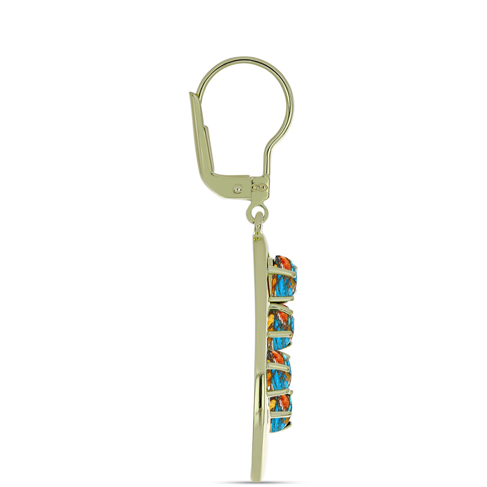 Cercei din Argint 925 Placat cu Aur ( 3.8 grame ) cu Turcoaz Oyster 2.23 Carate 2 