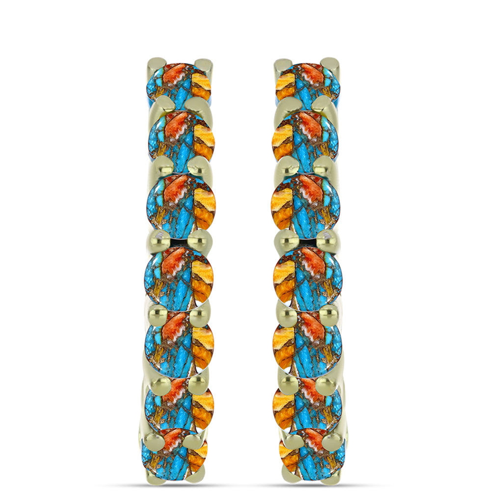 Cercei din Argint 925 Placat cu Aur ( 5.35 grame ) cu Turcoaz Oyster 2.18 Carate 1 