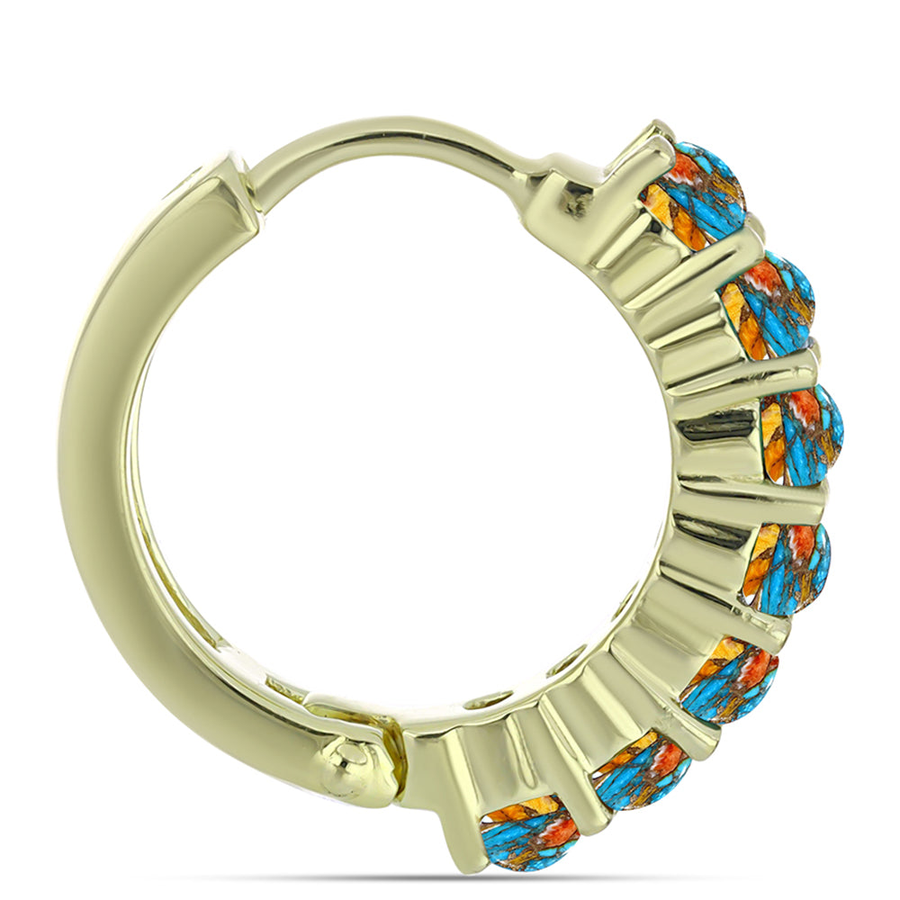 Cercei din Argint 925 Placat cu Aur ( 5.35 grame ) cu Turcoaz Oyster 2.18 Carate