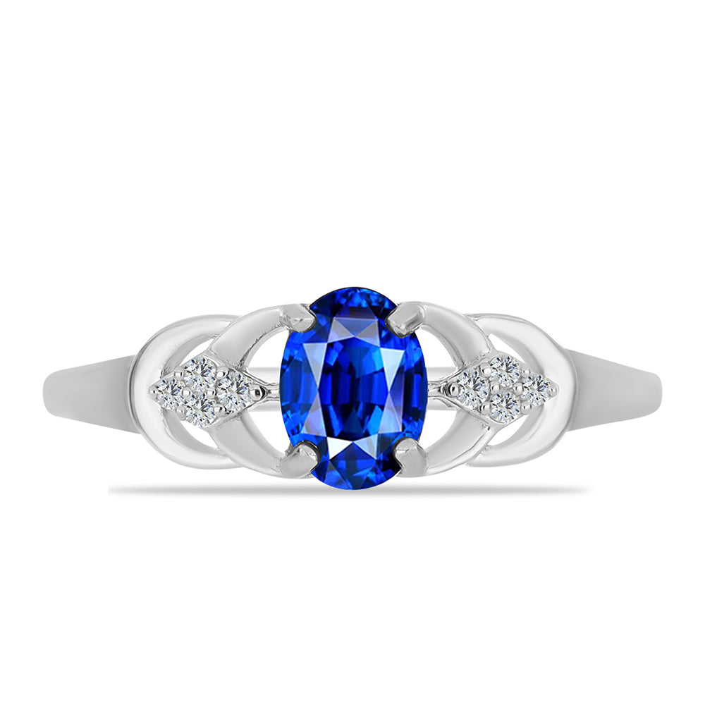 Inel din Argint 925 ( 2.13 grame ) cu Safir Albastru Australian și Topaz Alb 1.18 Carate 1 