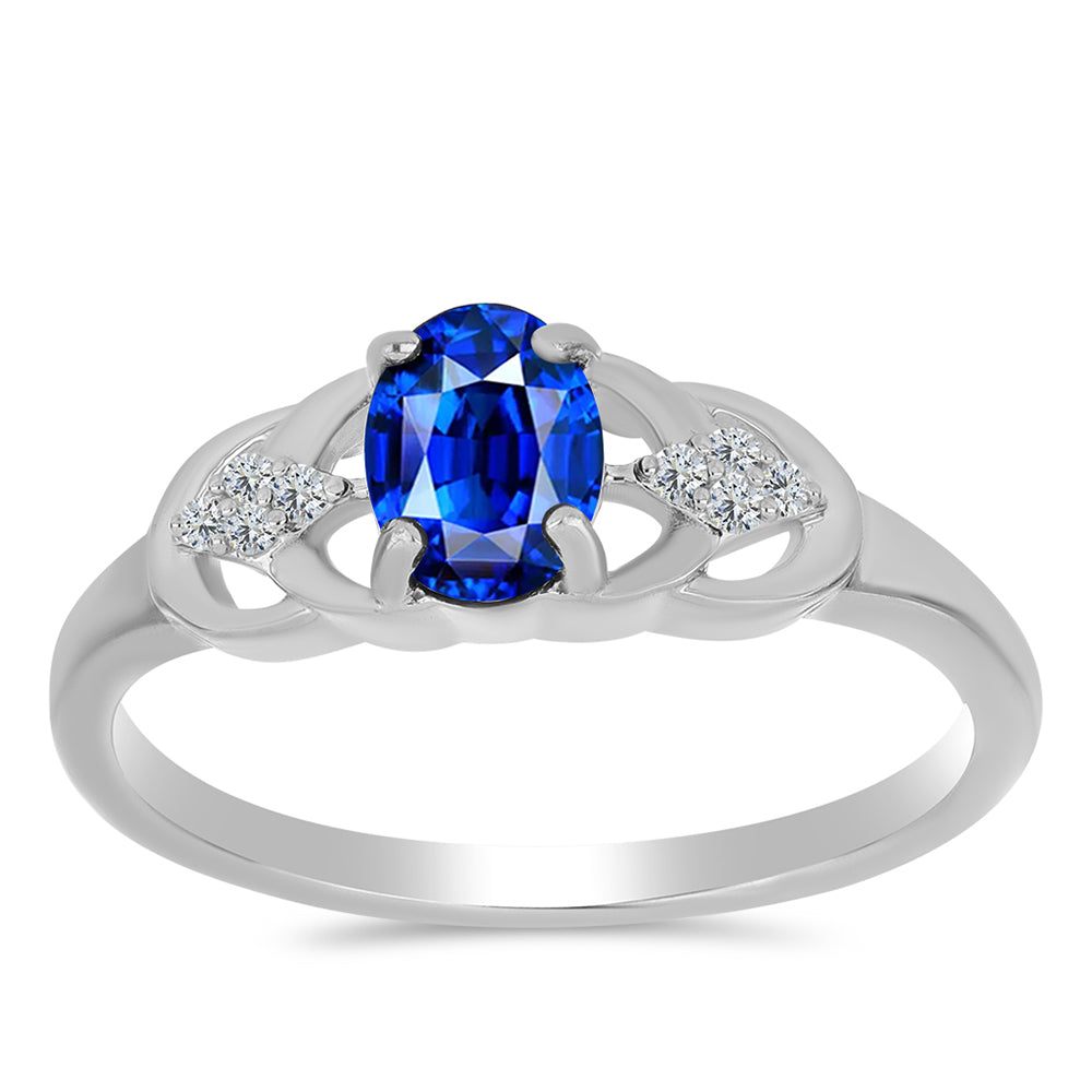Inel din Argint 925 ( 2.13 grame ) cu Safir Albastru Australian și Topaz Alb 1.18 Carate 3 