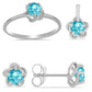 Set din Argint 925 ( 3.26 grame ) cu Cuarț Paraiba 1.82 Carate ( Cercei+Inel+Pandantiv )