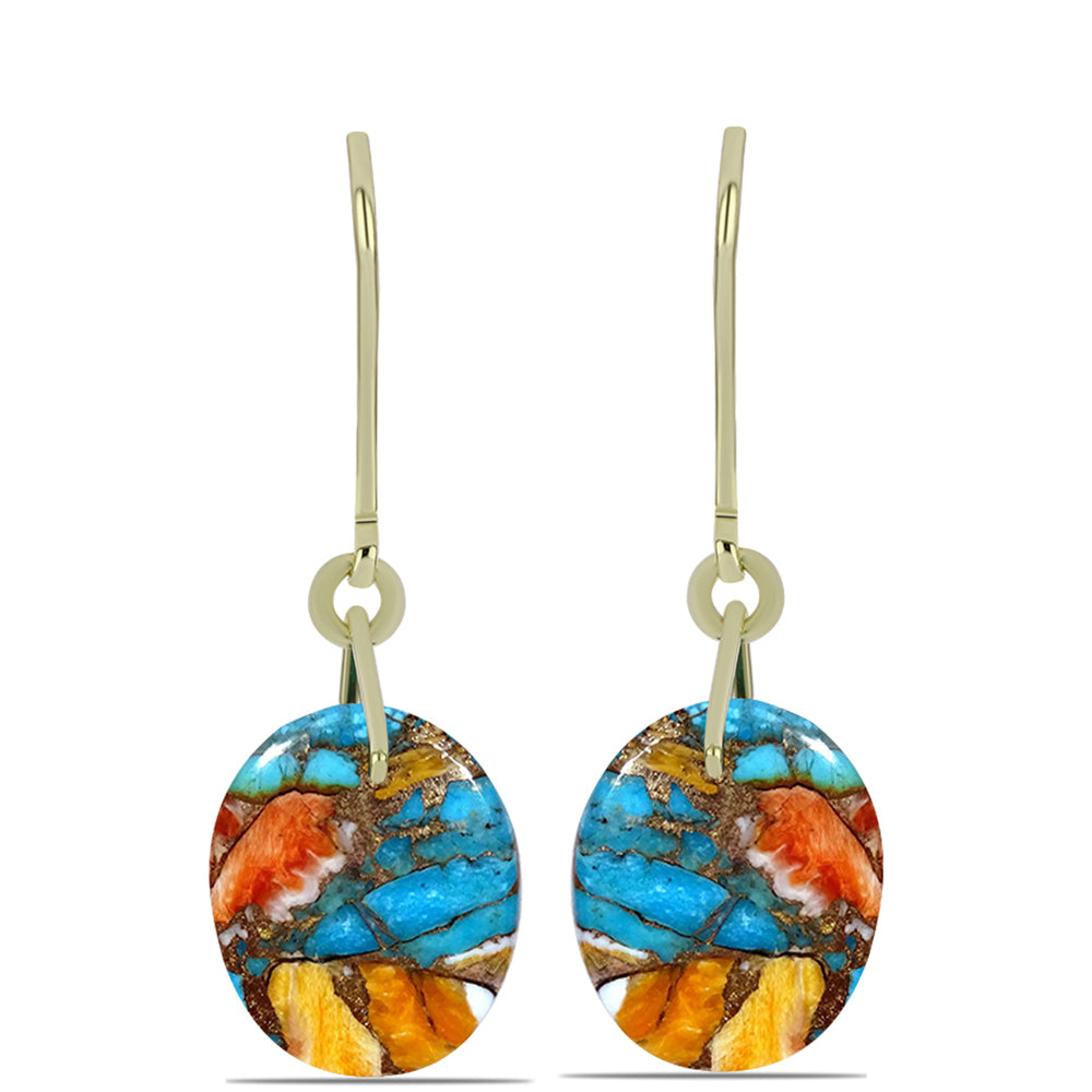 Cercei din Argint 925 Placat cu Aur ( 1.08 grame ) cu Turcoaz Oyster 10.44 Carate