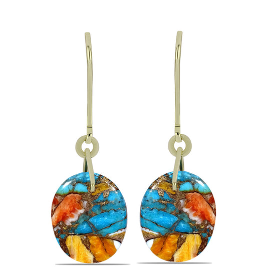 Cercei din Argint 925 Placat cu Aur ( 1.08 grame ) cu Turcoaz Oyster 10.44 Carate