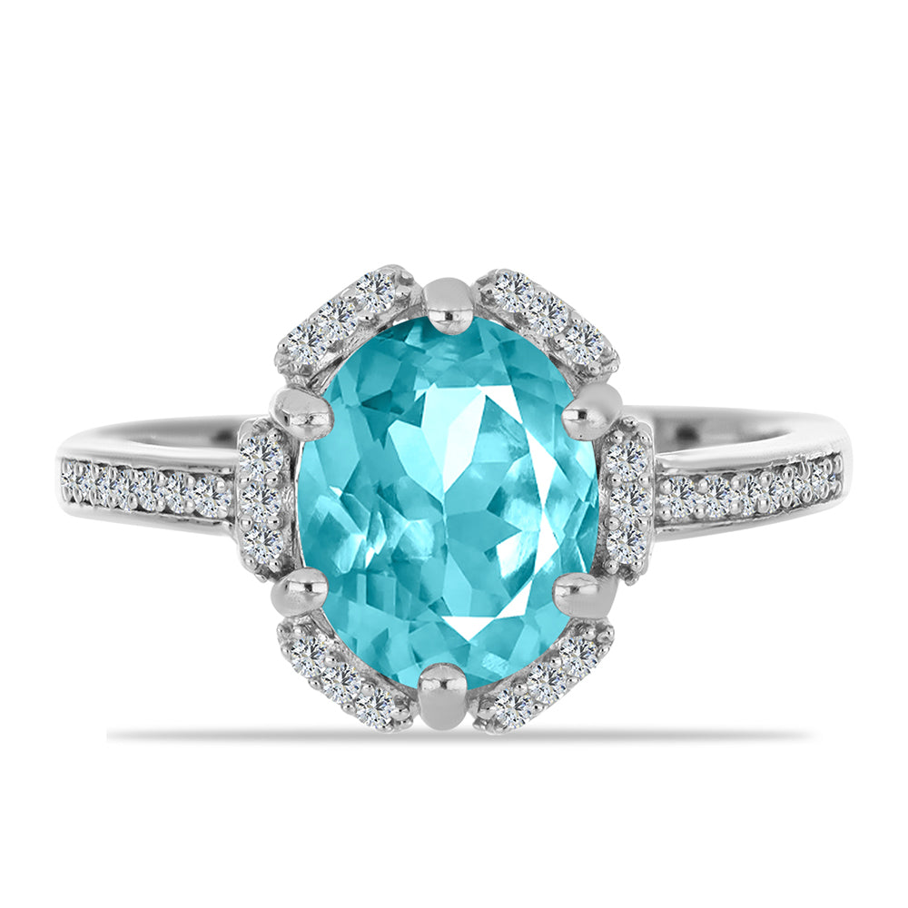 Inel din Argint 925 ( 2.82 grame ) cu Cuarț Paraiba și Topaz Alb 2.62 Carate