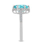 Inel din Argint 925 ( 2.82 grame ) cu Cuarț Paraiba și Topaz Alb 2.62 Carate