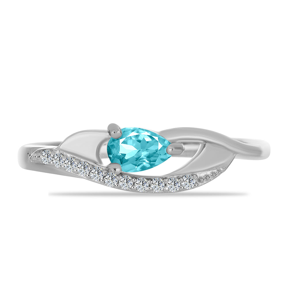 Inel din Argint 925 ( 2.49 grame ) cu Cuarț Paraiba și Topaz Alb 0.44 Carate 2 