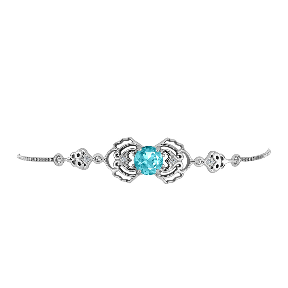Brățară din Argint 925 ( 4.13 grame ) cu Cuarț Paraiba și Topaz Alb 1.25 Carate