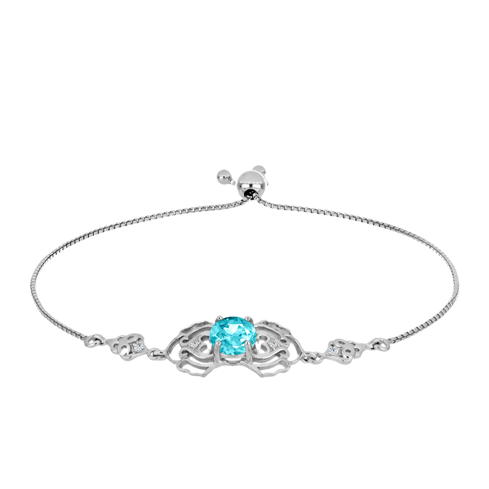 Brățară din Argint 925 ( 4.13 grame ) cu Cuarț Paraiba și Topaz Alb 1.25 Carate