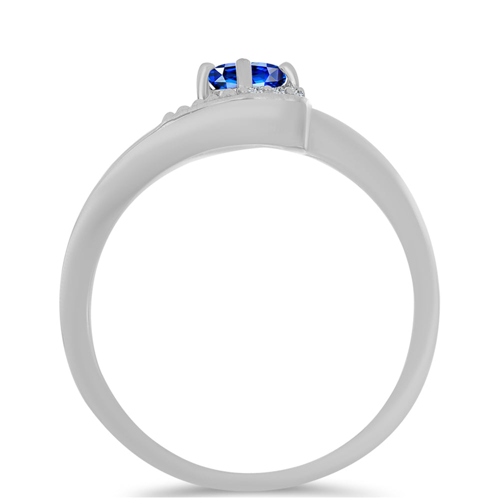 Inel din Argint 925 ( 3.03 grame ) cu Safir Albastru Australian și Topaz Alb 0.56 Carate