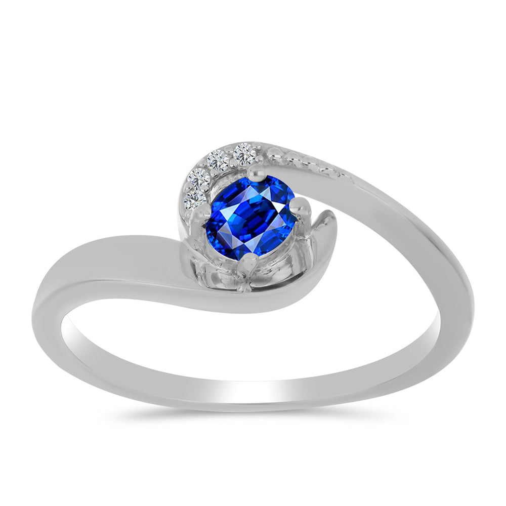 Inel din Argint 925 ( 3.03 grame ) cu Safir Albastru Australian și Topaz Alb 0.56 Carate 3 