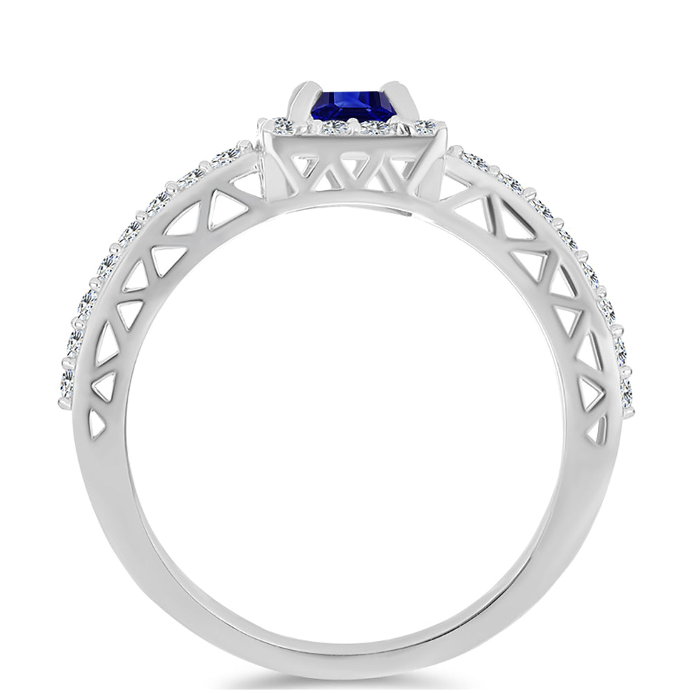 Inel din Argint 925 ( 2.63 grame ) cu Safir Albastru Australian și Topaz Alb 1 Carate 2 