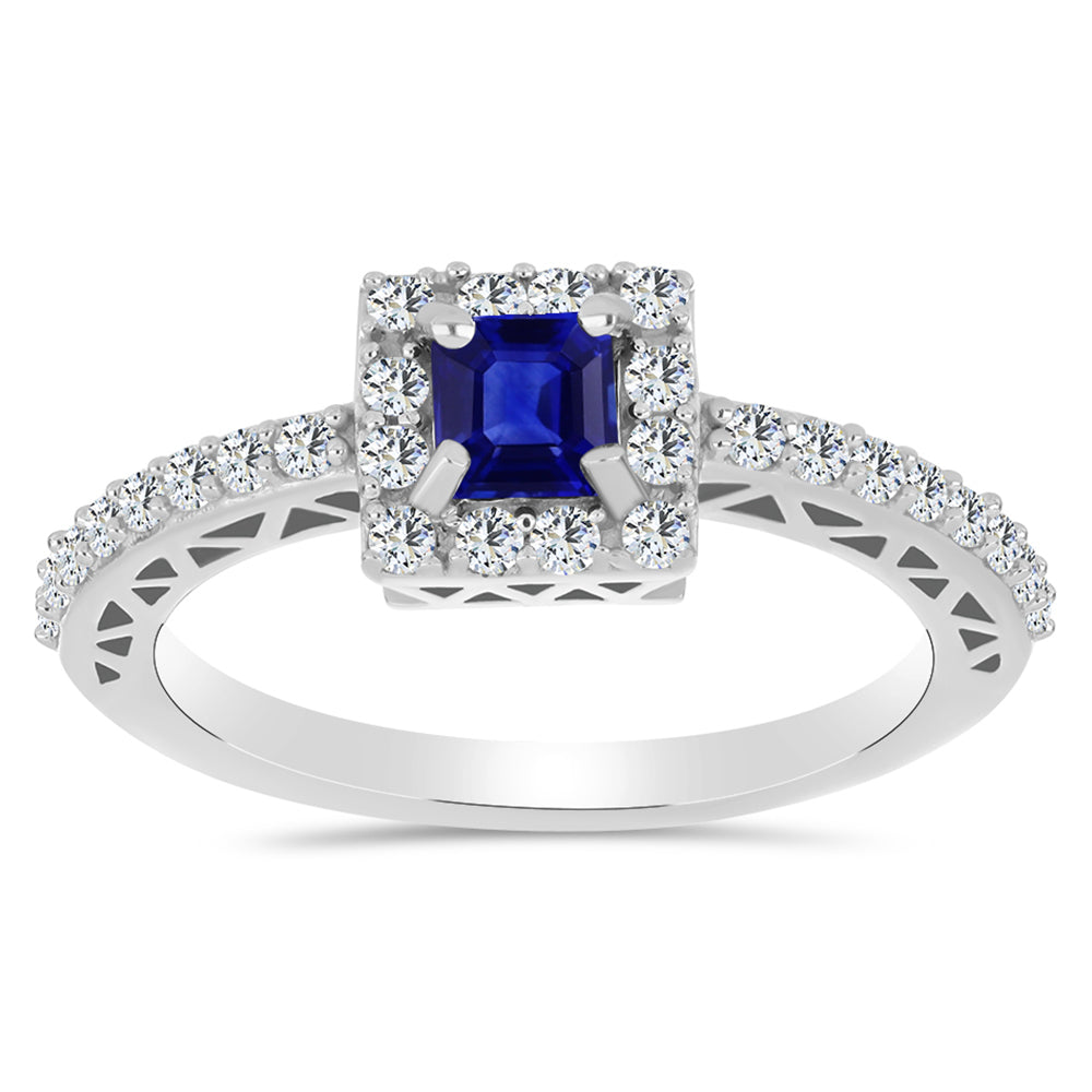 Inel din Argint 925 ( 2.63 grame ) cu Safir Albastru Australian și Topaz Alb 1 Carate 3 