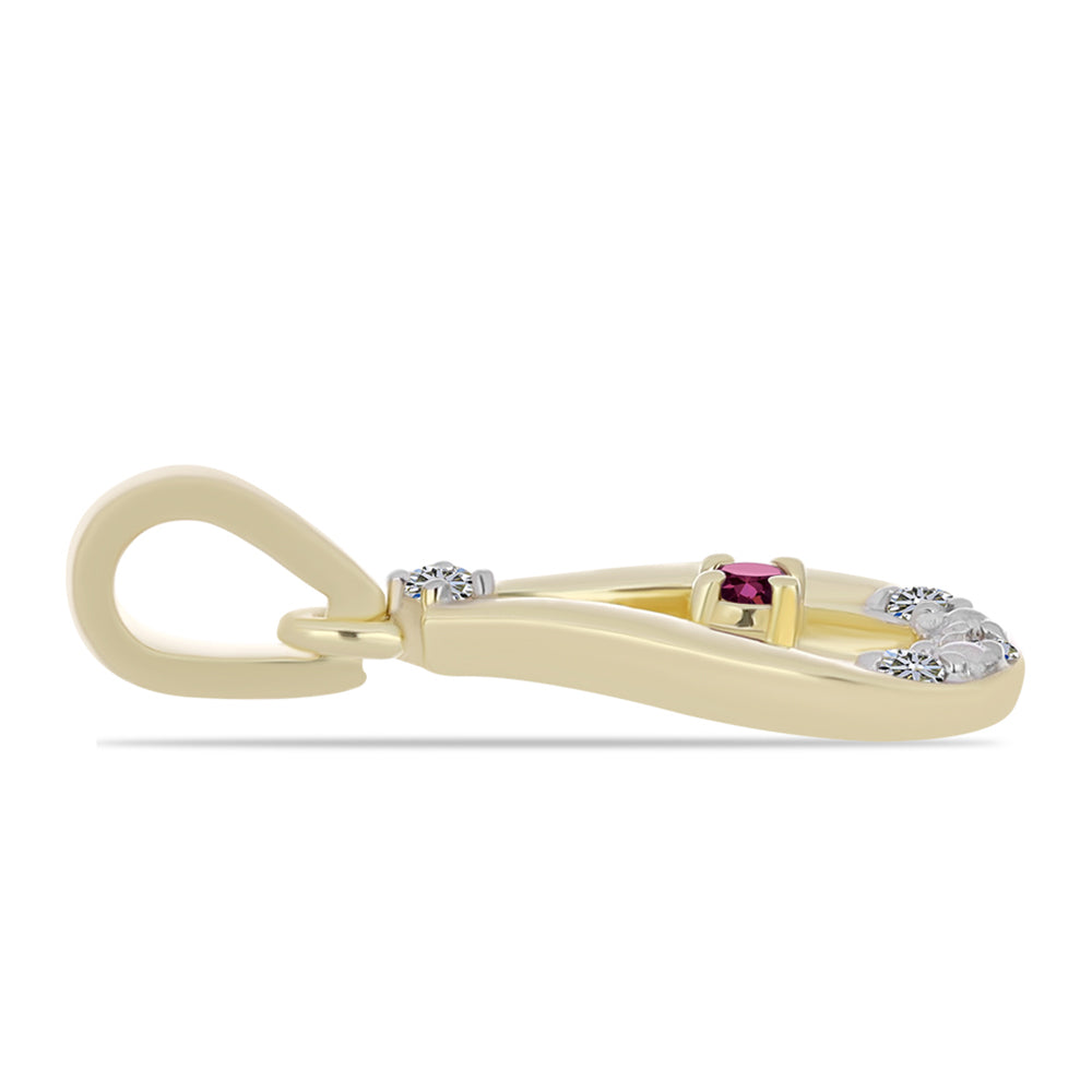 Pandantiv din Argint 925 Placat cu Aur ( 0.62 grame ) cu Diamant Violet și Diamant Alb 0.05 Carate 2 