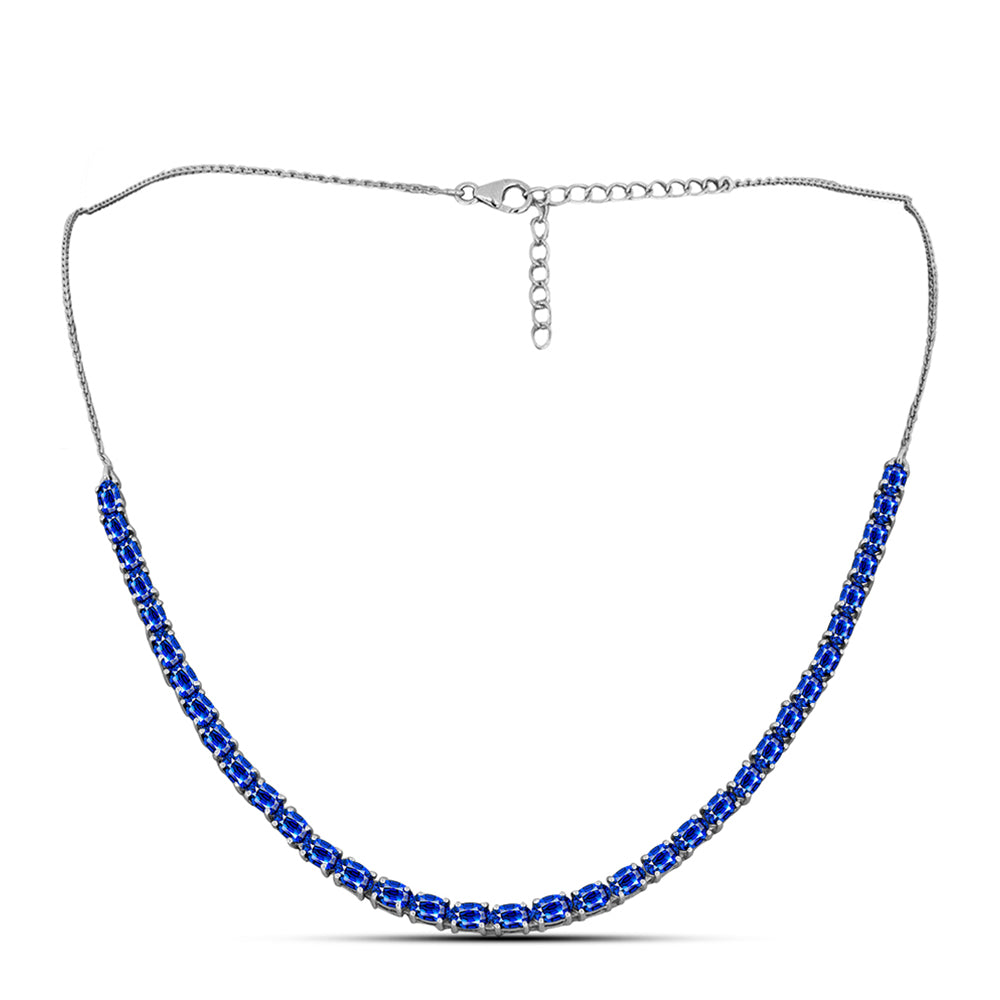 Colier din Argint 925 ( 8.07 grame ) cu Safir Albastru Australian 12.28 Carate 1 