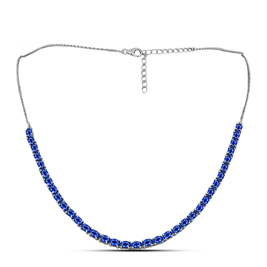 Colier din Argint 925 ( 8.07 grame ) cu Safir Albastru Australian 12.28 Carate