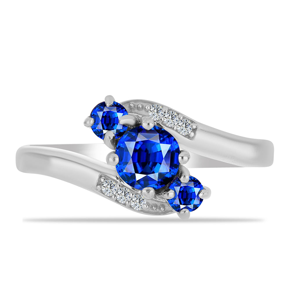 Inel din Argint 925 ( 2.92 grame ) cu Safir Albastru Australian și Topaz Alb 1.11 Carate