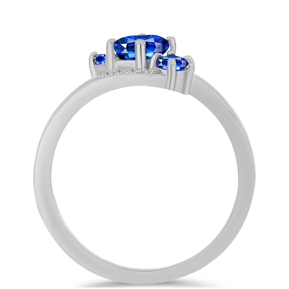 Inel din Argint 925 ( 2.92 grame ) cu Safir Albastru Australian și Topaz Alb 1.11 Carate 2 