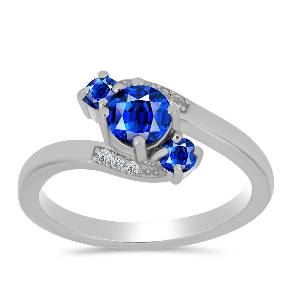 Inel din Argint 925 ( 2.92 grame ) cu Safir Albastru Australian și Topaz Alb 1.11 Carate 3 