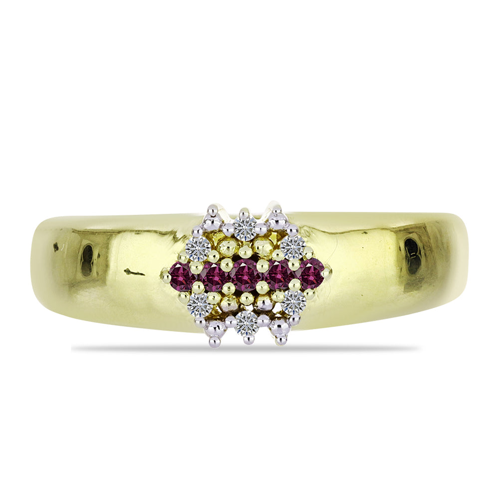 Inel din Argint 925 Placat cu Aur ( 3.44 grame ) cu Diamant Violet și Diamant Alb 0.12 Carate 1 