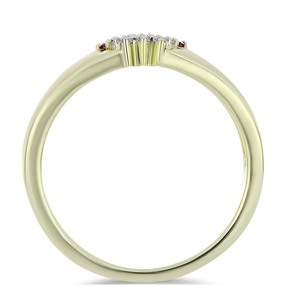 Inel din Argint 925 Placat cu Aur ( 3.44 grame ) cu Diamant Violet și Diamant Alb 0.12 Carate
