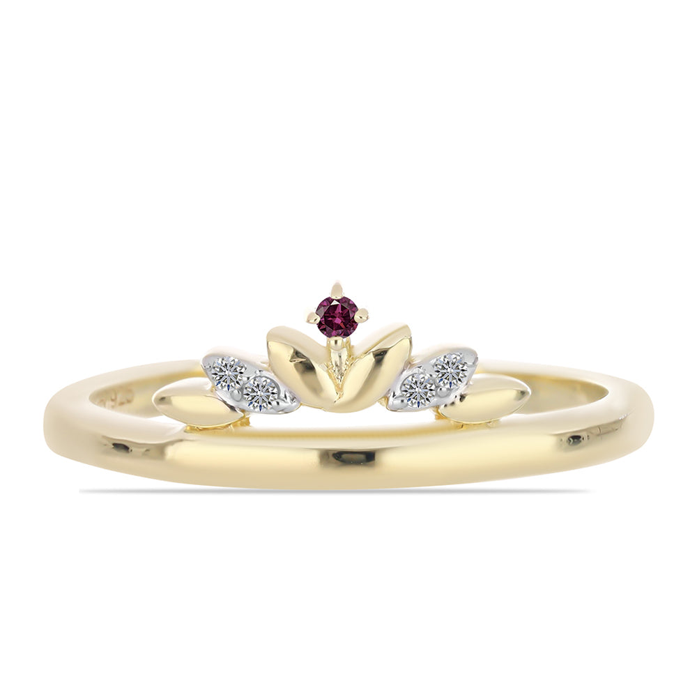 Inel din Argint 925 Placat cu Aur ( 2.12 grame ) cu Diamant Violet și Diamant Alb 0.04 Carate 2 