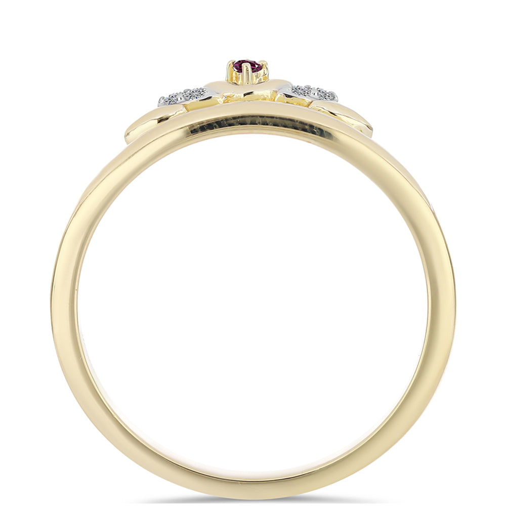 Inel din Argint 925 Placat cu Aur ( 2.12 grame ) cu Diamant Violet și Diamant Alb 0.04 Carate 3 