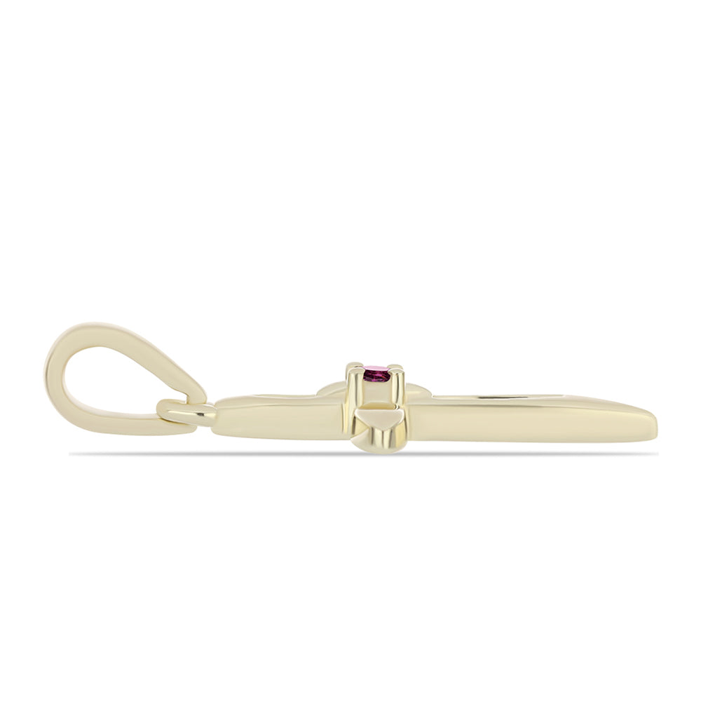 Cruce Pandantiv din Argint 925 Placat cu Aur ( 0.65 grame ) cu Diamant Violet 0.02 Carate 2 