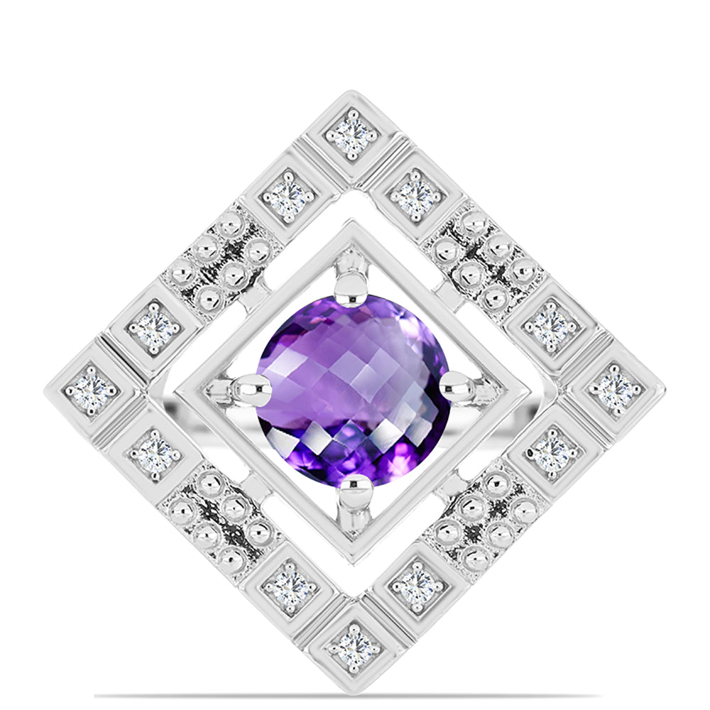 Inel din Argint 925 ( 4.52 grame ) cu Ametist Marocan și Topaz Alb 1.32 Carate 1 