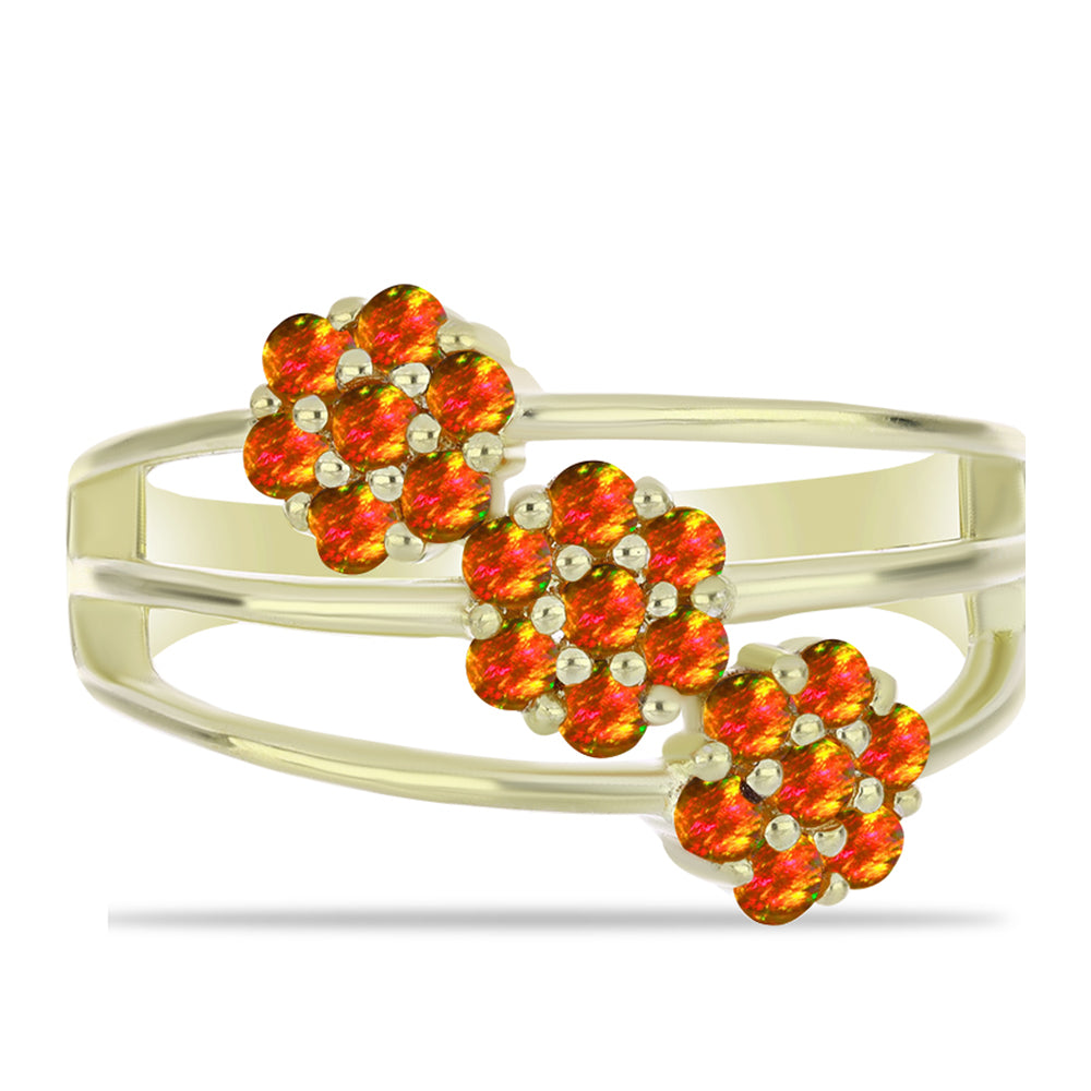 Inel din Argint 925 Placat cu Aur ( 3.98 grame ) cu Opal de Foc American 0.49 Carate 1 