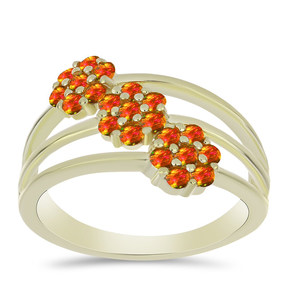 Inel din Argint 925 Placat cu Aur ( 3.98 grame ) cu Opal de Foc American 0.49 Carate 3 