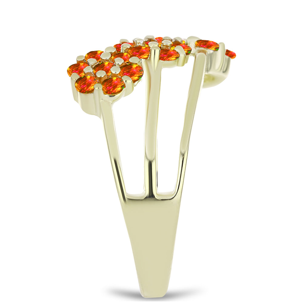 Inel din Argint 925 Placat cu Aur ( 3.98 grame ) cu Opal de Foc American 0.49 Carate 4 