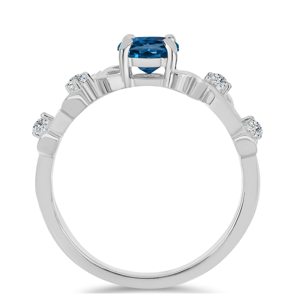 Inel din Argint 925 ( 2.93 grame ) cu Topaz Albastru ”Londra” și Topaz Alb 1.17 Carate 2 