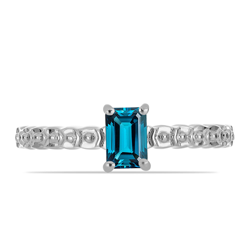 Inel din Argint 925 ( 2.18 grame ) cu Topaz Albastru ”Londra” 0.9 Carate 1 
