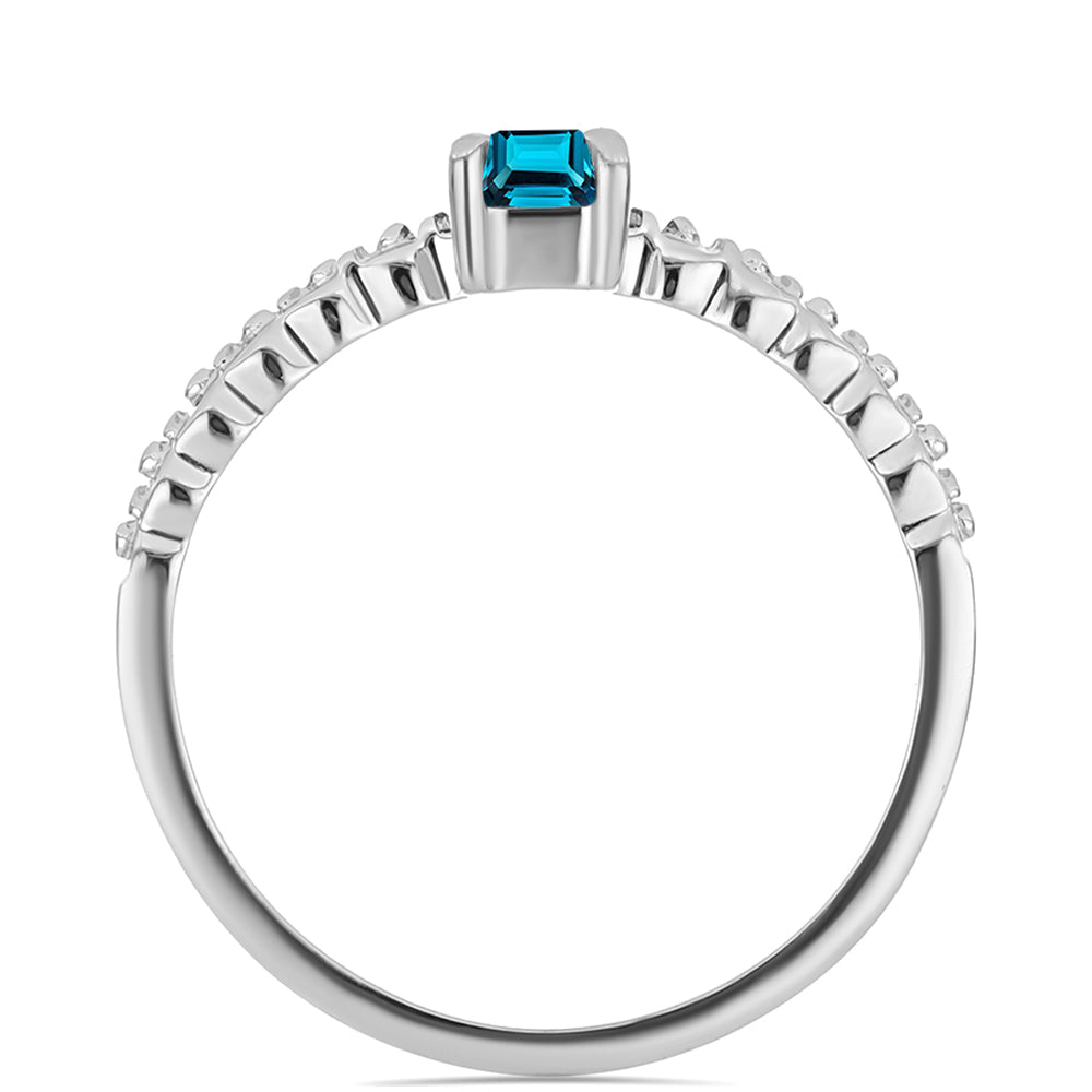 Inel din Argint 925 ( 2.18 grame ) cu Topaz Albastru ”Londra” 0.9 Carate 2 