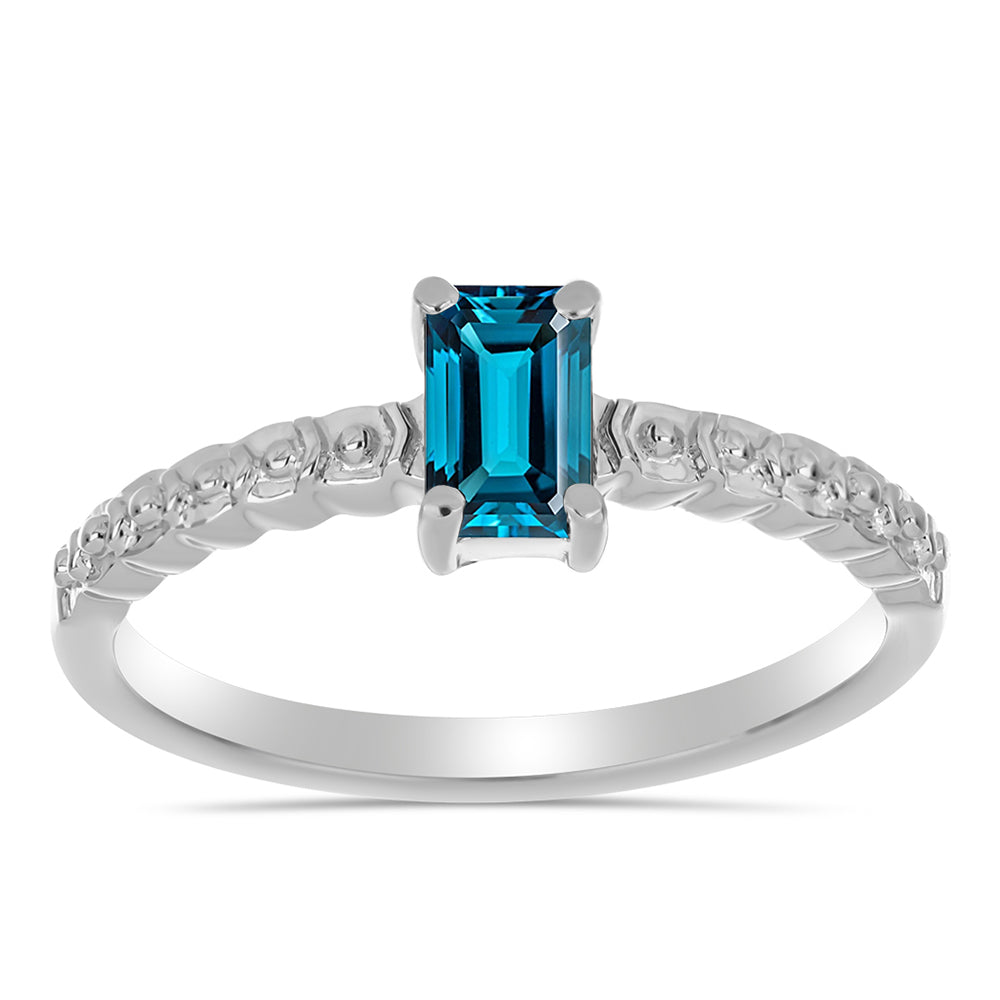 Inel din Argint 925 ( 2.18 grame ) cu Topaz Albastru ”Londra” 0.9 Carate