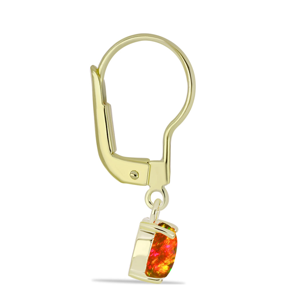Cercei din Argint 925 Placat cu Aur ( 1.27 grame ) cu Opal de Foc American 0.56 Carate 2 
