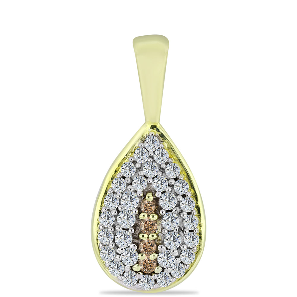 Set din Argint 925 Placat cu Aur ( 5.46 grame ) cu Diamant de culoarea Șampaniei și Topaz Alb 1.19 Carate ( Cercei+Inel+Pandantiv ) 2 