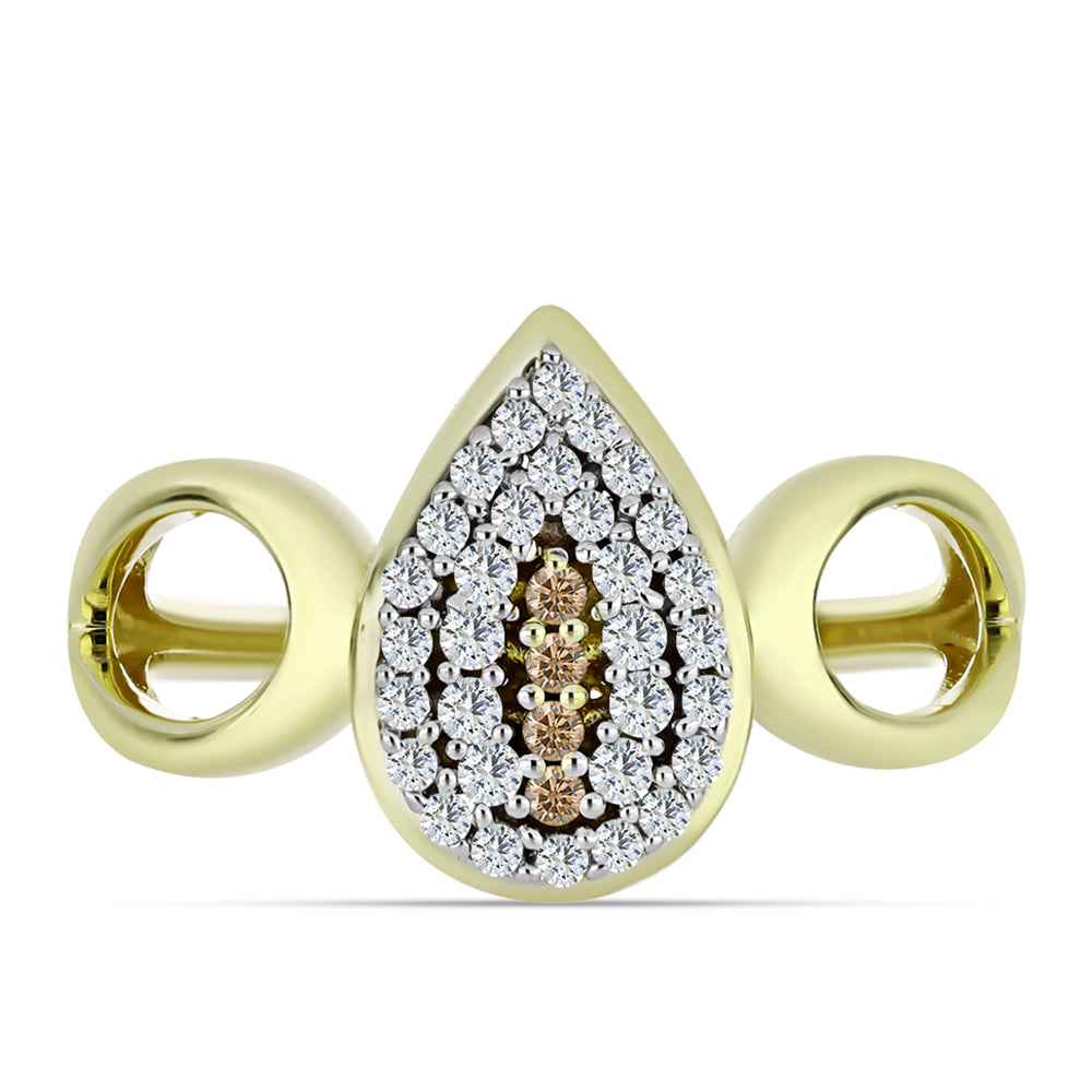 Set din Argint 925 Placat cu Aur ( 5.46 grame ) cu Diamant de culoarea Șampaniei și Topaz Alb 1.19 Carate ( Cercei+Inel+Pandantiv ) 3 