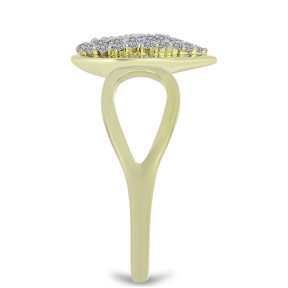 Set din Argint 925 Placat cu Aur ( 5.46 grame ) cu Diamant de culoarea Șampaniei și Topaz Alb 1.19 Carate ( Cercei+Inel+Pandantiv ) 9 