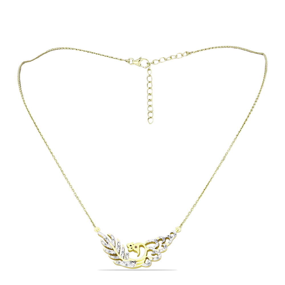 Colier din Argint 925 Placat cu Aur ( 6.88 grame ) cu Diamant de culoarea Șampaniei și Diamant Alb 0.14 Carate 1 