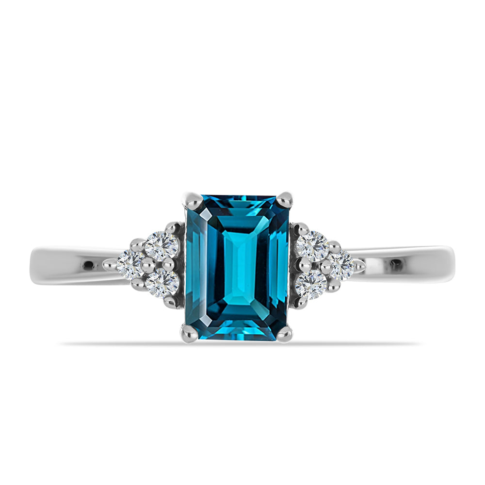 Inel din Argint 925 ( 2.06 grame ) cu Topaz Albastru ”Londra” și Topaz Alb 1.23 Carate