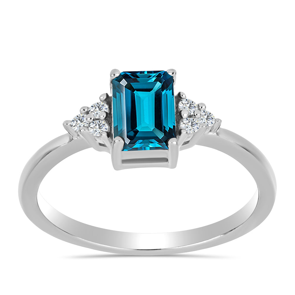 Inel din Argint 925 ( 2.06 grame ) cu Topaz Albastru ”Londra” și Topaz Alb 1.23 Carate