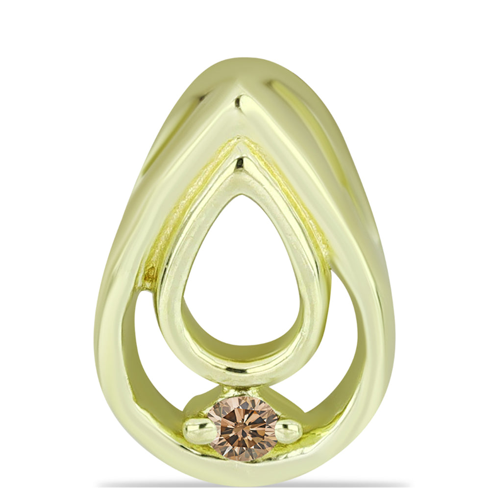 Pandantiv din Argint 925 Placat cu Aur ( 0.44 grame ) cu Diamant de culoarea Șampaniei 0.01 Carate 1 