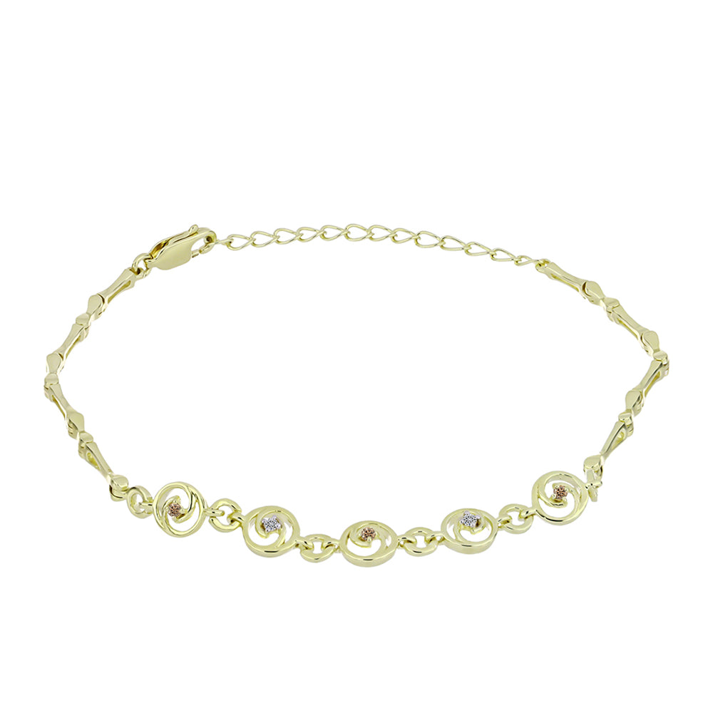 Brățară din Argint 925 Placat cu Aur ( 5.04 grame ) cu Diamant de culoarea Șampaniei și Diamant Alb 0.08 Carate 1 