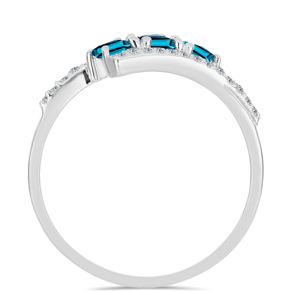 Inel din Argint 925 ( 2.21 grame ) cu Topaz Albastru ”Londra” și Topaz Alb 0.78 Carate