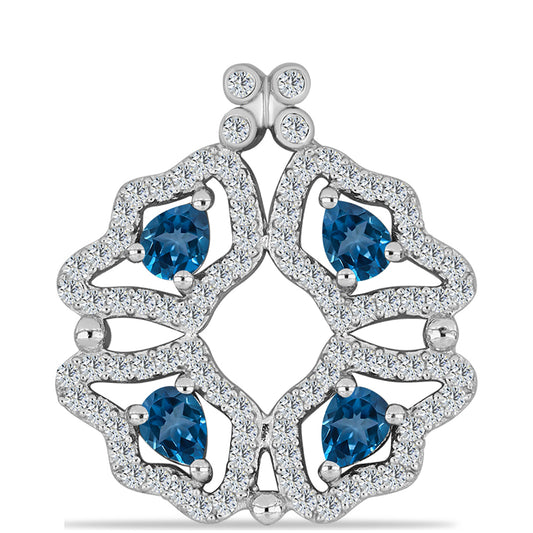 Pandantiv din Argint 925 ( 2.64 grame ) cu Topaz Albastru ”Londra” și Topaz Alb 1.3 Carate