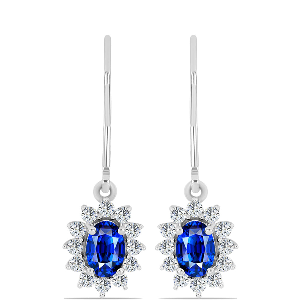 Set din Argint 925 ( 5.05 grame ) cu Safir Albastru Australian și Topaz Alb 4.95 Carate ( Cercei+Inel+Pandantiv )