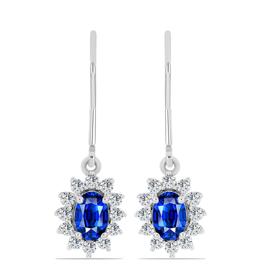 Set din Argint 925 ( 5.05 grame ) cu Safir Albastru Australian și Topaz Alb 4.95 Carate ( Cercei+Inel+Pandantiv )