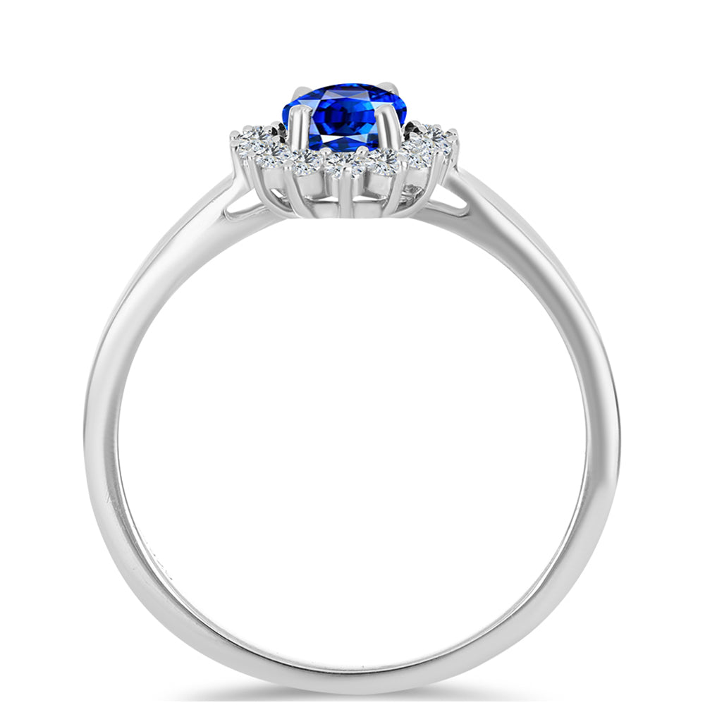 Set din Argint 925 ( 5.05 grame ) cu Safir Albastru Australian și Topaz Alb 4.95 Carate ( Cercei+Inel+Pandantiv )